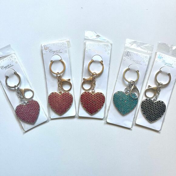 KEYCHAIN: Buyer Chooses ONE: Heart Colorful Rhinestone Charm - Picture 6 of 7